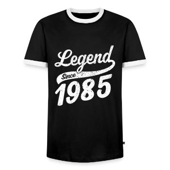 Legend since 1985 vintage 1985 - Männer Kontrast-T-Shirt - Schwarz/Weiß - Vorne - AI Model Female 172 light (172cm) & AI Model Male 178 light (178cm)