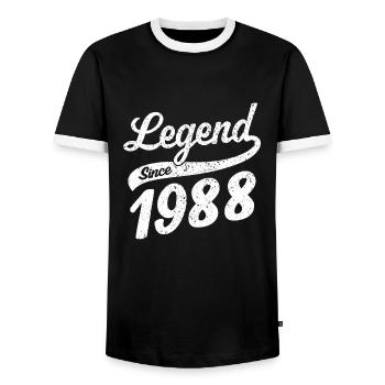 Legend since 1988 vintage 1988 - Männer Kontrast-T-Shirt - Schwarz/Weiß - Vorne - AI Model Female 172 light (172cm) & AI Model Male 178 light (178cm)