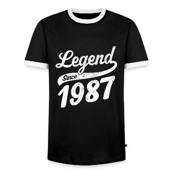 Légende depuis 1987 millésime 1987 - T-shirt contrasté Homme - noir/blanc - Devant - AI Model Female 172 light (172cm) & AI Model Male 178 light (178cm)
