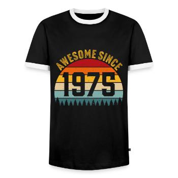 Génial depuis 1975 t-shirt rétro 1975 - T-shirt contrasté Homme - noir/blanc - Devant - AI Model Female 172 light (172cm) & AI Model Male 178 light (178cm)