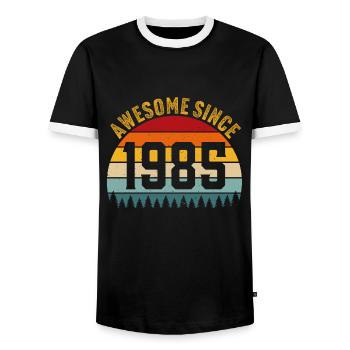 Awesome since 1985 retro t-shirt 1985 - Männer Kontrast-T-Shirt - Schwarz/Weiß - Vorne - AI Model Female 172 light (172cm) & AI Model Male 178 light (178cm)