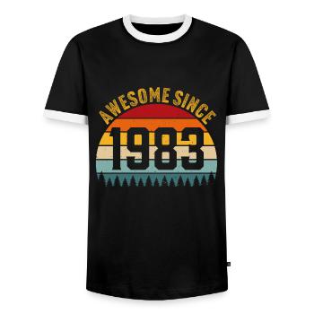 Génial depuis 1983 t-shirt rétro 1983 - T-shirt contrasté Homme - noir/blanc - Devant - AI Model Female 172 light (172cm) & AI Model Male 178 light (178cm)
