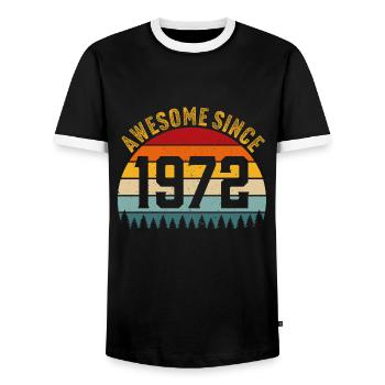 Génial depuis 1972 t-shirt rétro 1972 - T-shirt contrasté Homme - noir/blanc - Devant - AI Model Female 172 light (172cm) & AI Model Male 178 light (178cm)