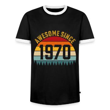 Génial depuis 1970 t-shirt rétro 1970 - T-shirt contrasté Homme - noir/blanc - Devant - AI Model Female 172 light (172cm) & AI Model Male 178 light (178cm)