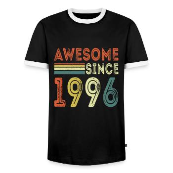Génial depuis 1996 t-shirt rétro 1996 - T-shirt contrasté Homme - noir/blanc - Devant - AI Model Female 172 light (172cm) & AI Model Male 178 light (178cm)
