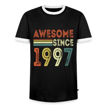 Génial depuis 1997 t-shirt rétro 1997 - T-shirt contrasté Homme - noir/blanc - Devant - AI Model Female 172 light (172cm) & AI Model Male 178 light (178cm)