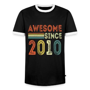 Génial depuis 2010 t-shirt rétro 2010 - T-shirt contrasté Homme - noir/blanc - Devant - AI Model Female 172 light (172cm) & AI Model Male 178 light (178cm)