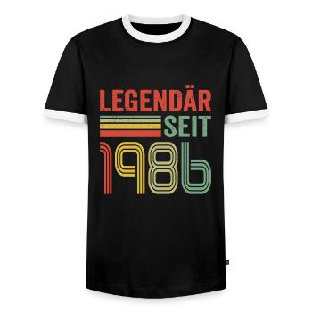 Legendär seit 1986 jahrgang 1986 - Männer Kontrast-T-Shirt - Schwarz/Weiß - Vorne - AI Model Female 172 light (172cm) & AI Model Male 178 light (178cm)
