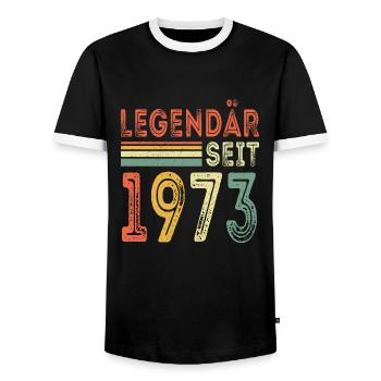 Legendär seit 1973 jahrgang 1973 - Männer Kontrast-T-Shirt - Schwarz/Weiß - Vorne - AI Model Female 172 light (172cm) & AI Model Male 178 light (178cm)