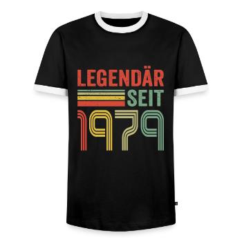 Legendär seit 1979 jahrgang 1979 - Männer Kontrast-T-Shirt - Schwarz/Weiß - Vorne - AI Model Female 172 light (172cm) & AI Model Male 178 light (178cm)