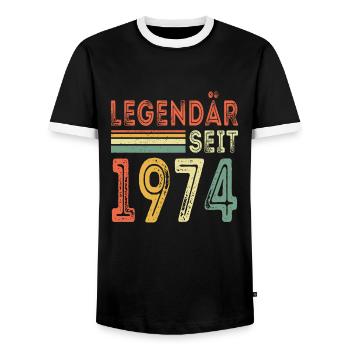 Legendär seit 1974 jahrgang 1974 - Männer Kontrast-T-Shirt - Schwarz/Weiß - Vorne - AI Model Female 172 light (172cm) & AI Model Male 178 light (178cm)