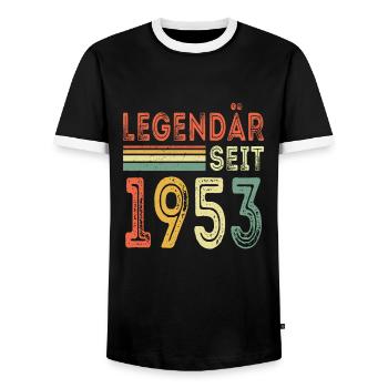 Legendär seit 1953 jahrgang 1953 - Männer Kontrast-T-Shirt - Schwarz/Weiß - Vorne - AI Model Female 172 light (172cm) & AI Model Male 178 light (178cm)