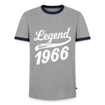 Légende depuis 1966 - T-shirt contrasté Homme - gris/marine  - Devant - AI Model Female 172 light (172cm) & AI Model Male 178 light (178cm)