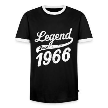 Legend Since 1966 - Männer Kontrast-T-Shirt - Schwarz/Weiß - Vorne - AI Model Female 172 light (172cm) & AI Model Male 178 light (178cm)