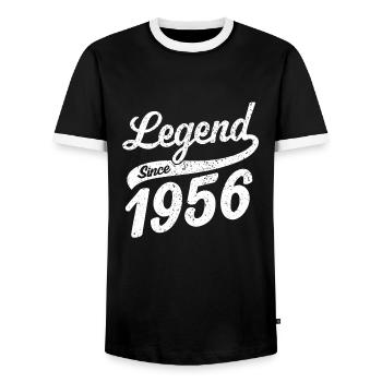 Legend Since 1956 - Men's Ringer Shirt - black/white - Front - AI Model Female 172 light (172cm) & AI Model Male 178 light (178cm)