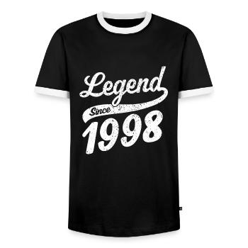 Légende depuis 1998 - T-shirt contrasté Homme - noir/blanc - Devant - AI Model Female 172 light (172cm) & AI Model Male 178 light (178cm)