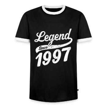 Légende depuis 1997 - T-shirt contrasté Homme - noir/blanc - Devant - AI Model Female 172 light (172cm) & AI Model Male 178 light (178cm)