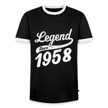Legend Since 1958 - Men's Ringer Shirt - black/white - Front - AI Model Female 172 light (172cm) & AI Model Male 178 light (178cm)