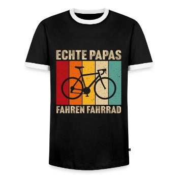Fahrrad papa echte papas fahren fahrrad - Männer Kontrast-T-Shirt - Schwarz/Weiß - Vorne - AI Model Female 172 light (172cm) & AI Model Male 178 light (178cm)