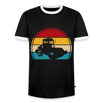 Walze retro t-shirt Straßenwalze - Männer Kontrast-T-Shirt - Schwarz/Weiß - Vorne - AI Model Female 172 light (172cm) & AI Model Male 178 light (178cm)