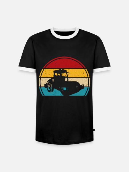 Roller rétro t-shirt rouleau compresseur - T-shirt contrasté Homme - noir/blanc
