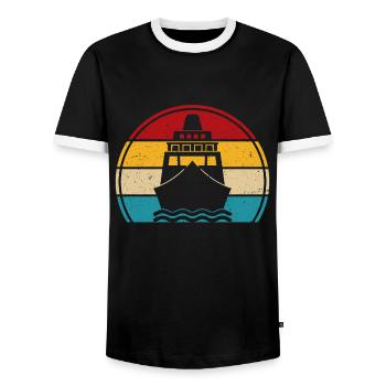 Kreuzfahrt retro schiff bootsführer kreuzfahrer - Männer Kontrast-T-Shirt - Schwarz/Weiß - Vorne - AI Model Female 172 light (172cm) & AI Model Male 178 light (178cm)