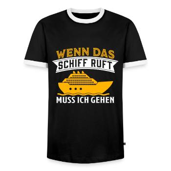 wenn das schiff ruft muss ich gehen - Männer Kontrast-T-Shirt - Schwarz/Weiß - Vorne - AI Model Female 172 light (172cm) & AI Model Male 178 light (178cm)