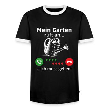 Mein garten ruft an ich muss gehen - Männer Kontrast-T-Shirt - Schwarz/Weiß - Vorne - AI Model Female 172 light (172cm) & AI Model Male 178 light (178cm)