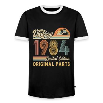 Vintage 1984 édition limitée pièces d’origine - T-shirt contrasté Homme - noir/blanc - Devant - AI Model Female 172 light (172cm) & AI Model Male 178 light (178cm)
