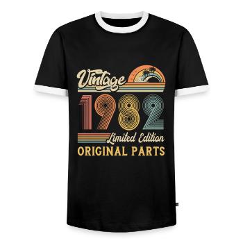 Vintage 1982 édition limitée pièces d’origine - T-shirt contrasté Homme - noir/blanc - Devant - AI Model Female 172 light (172cm) & AI Model Male 178 light (178cm)