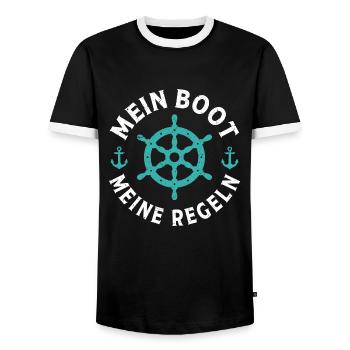 mein boot meine regeln t-shirt bootfahren - Männer Kontrast-T-Shirt - Schwarz/Weiß - Vorne - AI Model Female 172 light (172cm) & AI Model Male 178 light (178cm)