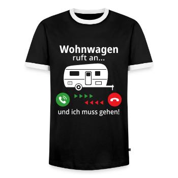 Wohnwagen ruft an und ich muss gehen! - Männer Kontrast-T-Shirt - Schwarz/Weiß - Vorne - AI Model Female 172 light (172cm) & AI Model Male 178 light (178cm)