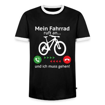 Mein fahrrad ruft an und ich muss gehen - Männer Kontrast-T-Shirt - Schwarz/Weiß - Vorne - AI Model Female 172 light (172cm) & AI Model Male 178 light (178cm)