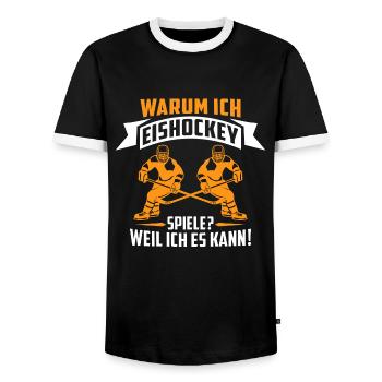warum ich eishockey spiele weil ich es kann - Männer Kontrast-T-Shirt - Schwarz/Weiß - Vorne - AI Model Female 172 light (172cm) & AI Model Male 178 light (178cm)