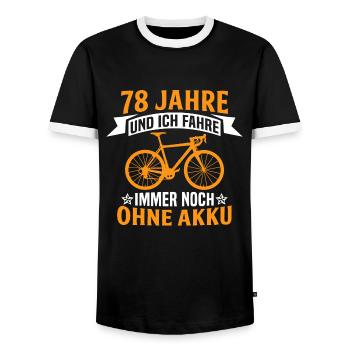 78. Geburtstag radfahrer fahrrad 78 jahre rennrad - Männer Kontrast-T-Shirt - Schwarz/Weiß - Vorne - AI Model Female 172 light (172cm) & AI Model Male 178 light (178cm)