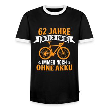 62. Geburtstag radfahrer fahrrad 62 jahre rennrad - Männer Kontrast-T-Shirt - Schwarz/Weiß - Vorne - AI Model Female 172 light (172cm) & AI Model Male 178 light (178cm)