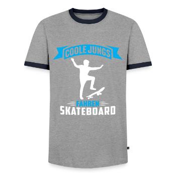 coole jungs fahren skateboard skater skateboard - Männer Kontrast-T-Shirt - Grau/Navy  - Vorne - AI Model Female 172 light (172cm) & AI Model Male 178 light (178cm)