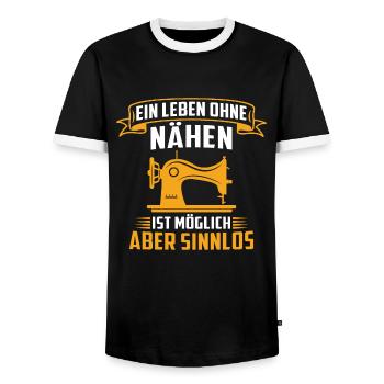 ein leben ohne nähen ist möglich aber sinnlos - Männer Kontrast-T-Shirt - Schwarz/Weiß - Vorne - AI Model Female 172 light (172cm) & AI Model Male 178 light (178cm)