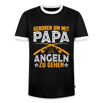geboren um mit papa angeln zu gehen - Männer Kontrast-T-Shirt - Schwarz/Weiß - Vorne - AI Model Female 172 light (172cm) & AI Model Male 178 light (178cm)