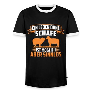 ein leben ohne schafe ist möglich aber sinnlos - Männer Kontrast-T-Shirt - Schwarz/Weiß - Vorne - AI Model Female 172 light (172cm) & AI Model Male 178 light (178cm)