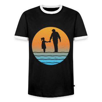 Père et fille Sunset Grand-père et petite-fille - T-shirt contrasté Homme - noir/blanc - Devant - AI Model Female 172 light (172cm) & AI Model Male 178 light (178cm)