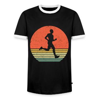 T-shirt vintage de course pour coureur joggeur - T-shirt contrasté Homme - noir/blanc - Devant - AI Model Female 172 light (172cm) & AI Model Male 178 light (178cm)