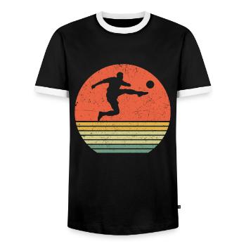 Soccer Football Retro Soccer Joueur de soccer - T-shirt contrasté Homme - noir/blanc - Devant - AI Model Female 172 light (172cm) & AI Model Male 178 light (178cm)