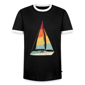 Sailing Sailboat Retro Sailing Ship Sea Yacht - Men's Ringer Shirt - black/white - Front - AI Model Female 172 light (172cm) & AI Model Male 178 light (178cm)