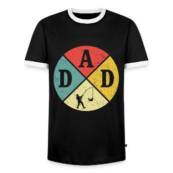 Retro Dad Angler Papa Fischer Vater Papa Angeln - Männer Kontrast-T-Shirt - Schwarz/Weiß - Vorne - AI Model Female 172 light (172cm) & AI Model Male 178 light (178cm)