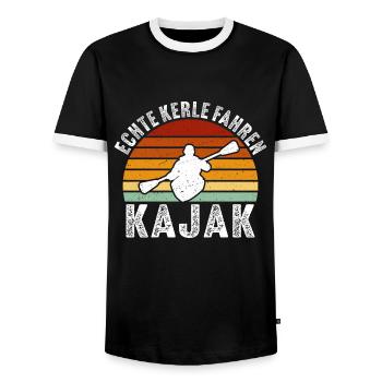Echte Kerle Fahren Kajak - Männer Kontrast-T-Shirt - Schwarz/Weiß - Vorne - AI Model Female 172 light (172cm) & AI Model Male 178 light (178cm)