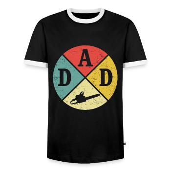 Père Bûcheron Papa Papa Fête des pères Tronçonneuse - T-shirt contrasté Homme - noir/blanc - Devant - AI Model Female 172 light (172cm) & AI Model Male 178 light (178cm)