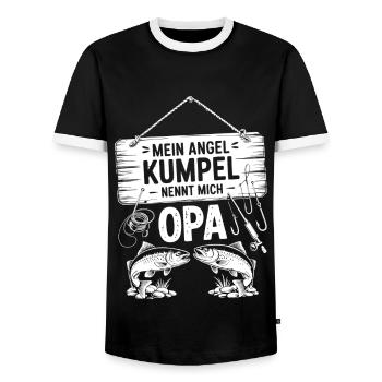 Opa und Enkel Angeln Angelbuddys - Männer Kontrast-T-Shirt - Schwarz/Weiß - Vorne - AI Model Female 172 light (172cm) & AI Model Male 178 light (178cm)