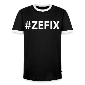 #zefix! - Männer Kontrast-T-Shirt - Schwarz/Weiß - Vorne - AI Model Female 172 light (172cm) & AI Model Male 178 light (178cm)