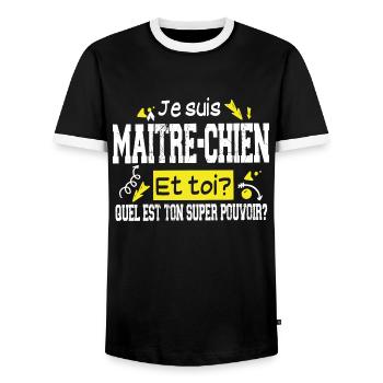 Maître-Chien Cadeau Métier Homme Femme T-shirt Mug - T-shirt contrasté Homme - noir/blanc - Devant - AI Model Female 172 light (172cm) & AI Model Male 178 light (178cm)